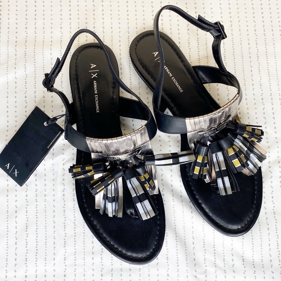 {Armani Exchange} tassel fringe thong sandals - Picture 1 of 7